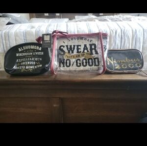 Harry Potter Cosmetic Bag Set - Black, Gold, Clear